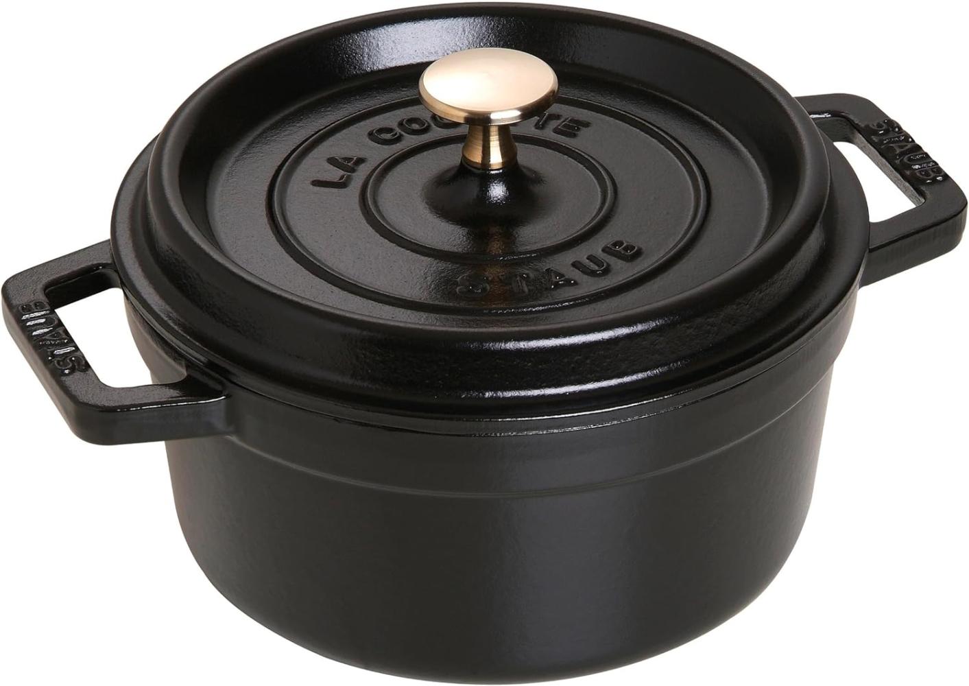 STAUB Gusseisen Bräter/Cocotte, Rund 20 cm, 2,24 L, Aromaregen Funktion, Für alle Herdarten geeignet, Schwarz Bild 1