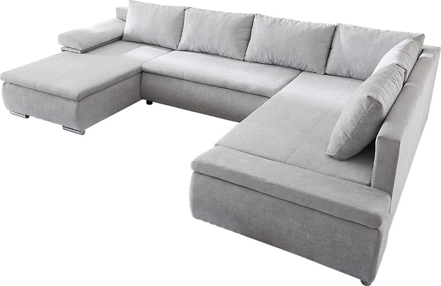 Sofa Abilene Silbergrau 325x230 cm Ottomane variabel Schlaffunktion Wohnlandschaft Bild 1