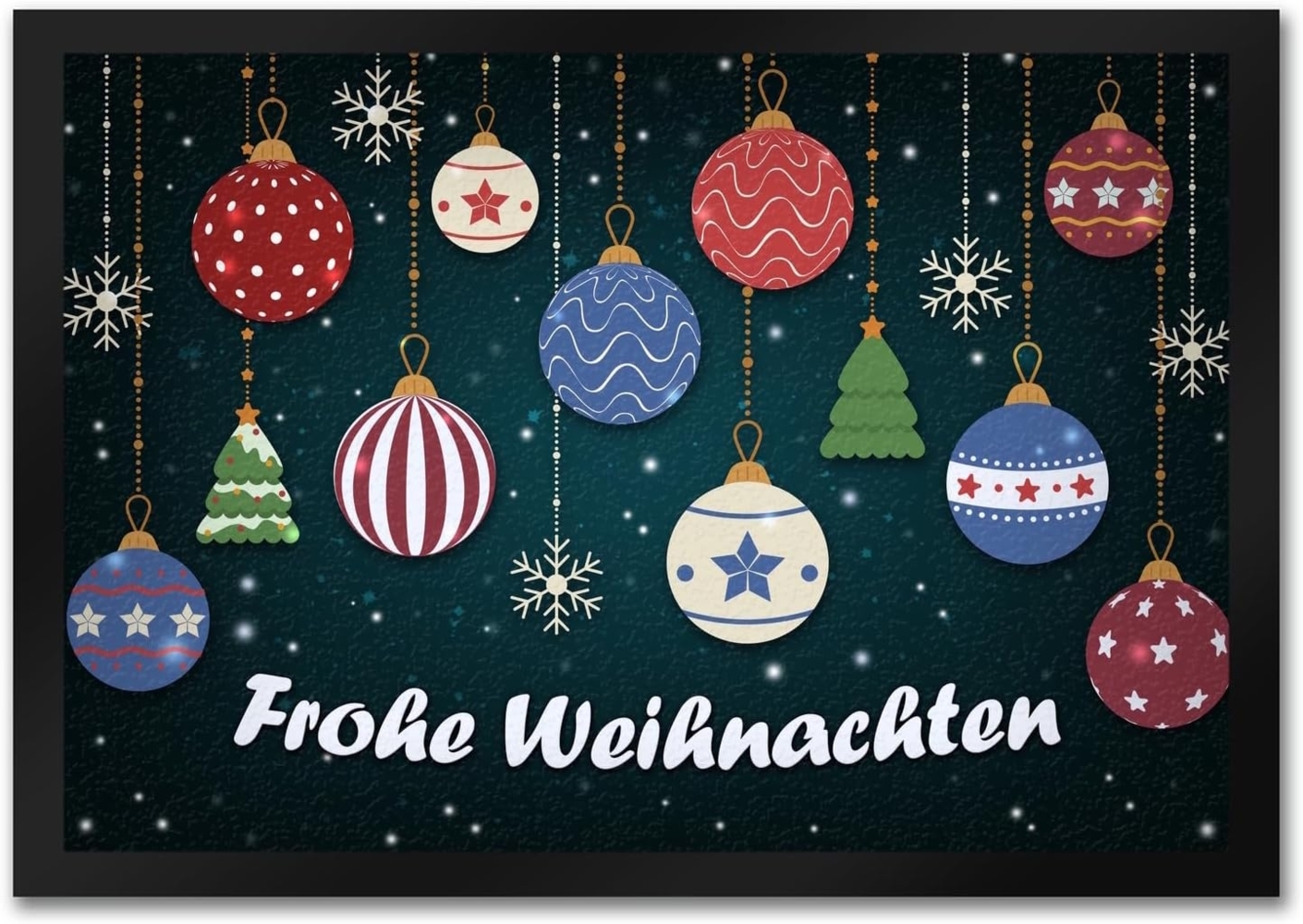 speecheese Fußmatte Frohe Weihnachten Fußmatte mit Christbaumkugeln Motiv Kugeln Schnee Bild 1