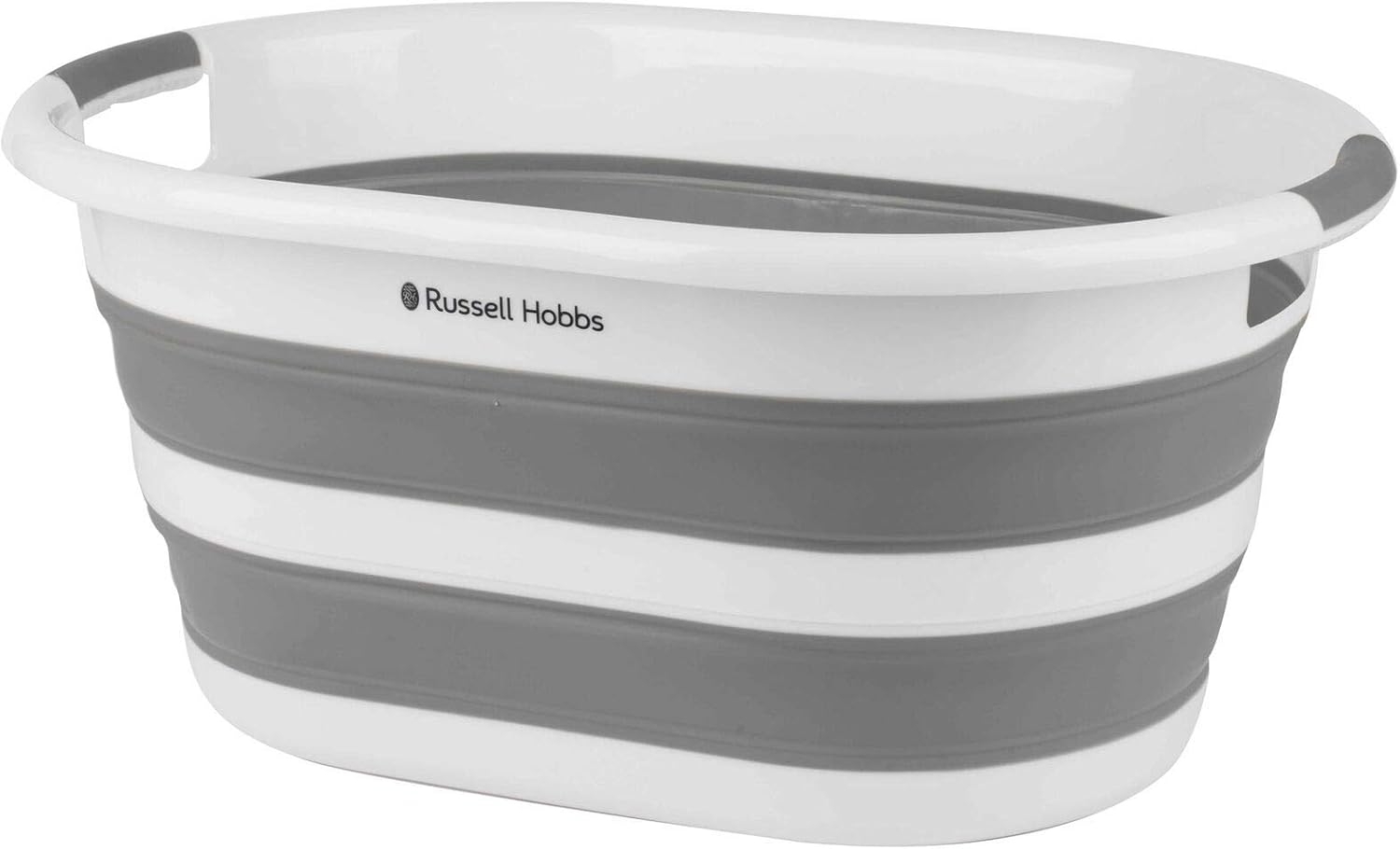 Russell Hobbs LA053879WHTEU Wäschekorb aus Kunststoff, oval, faltbar, 27 l, Weiß-Grau, 62. 5L x 45W x 28H cm Bild 1