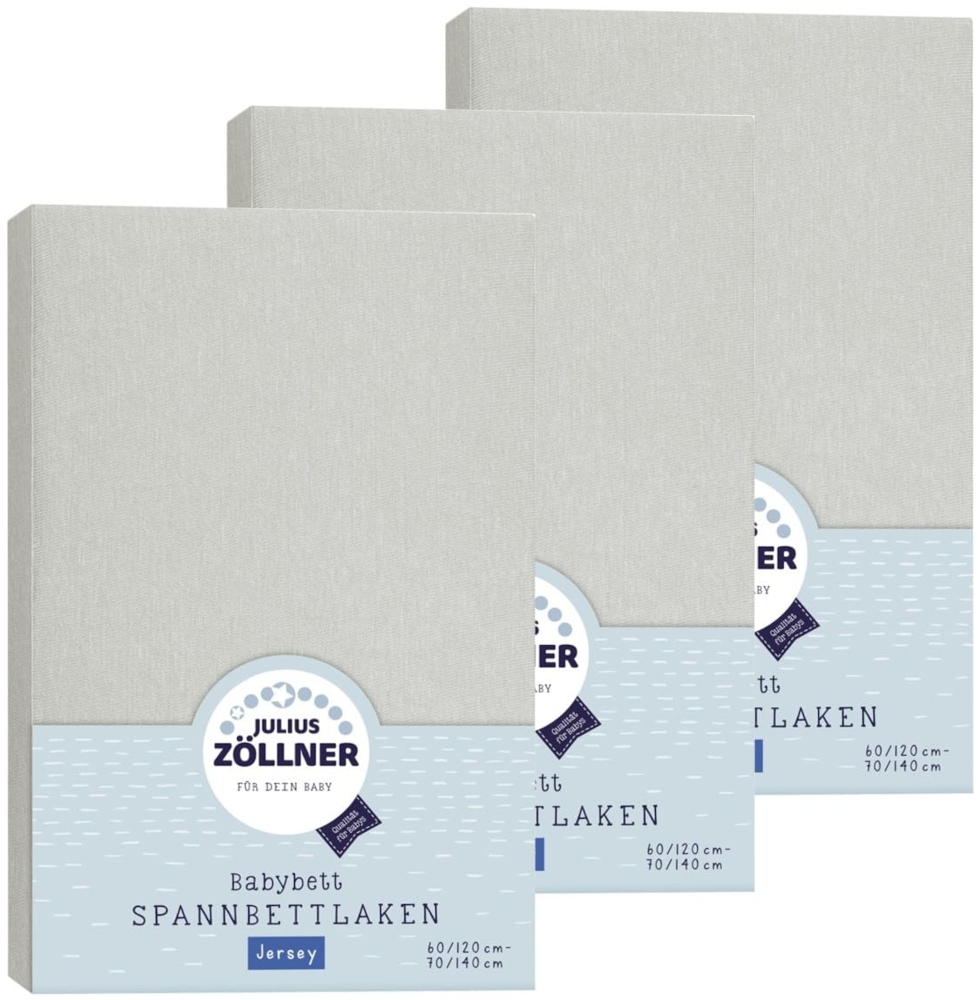 Julius Zöllner Spannbetttuch Jersey 70x140 / 60x120 Hellgrau 3er Pack Bild 1