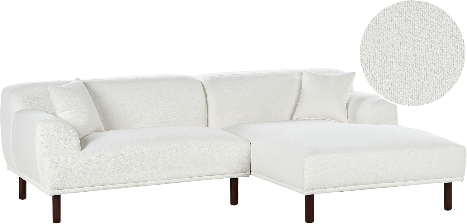 3-Sitzer Ecksofa Bouclé weiß linksseitig HOLT Bild 1