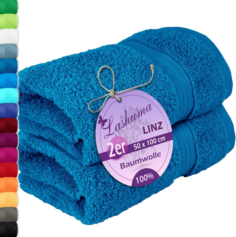 Lashuma Handtücher Linz, Frottee (2-St), Modernes Handtuch Set Petrol blau 50x100 cm Bild 1