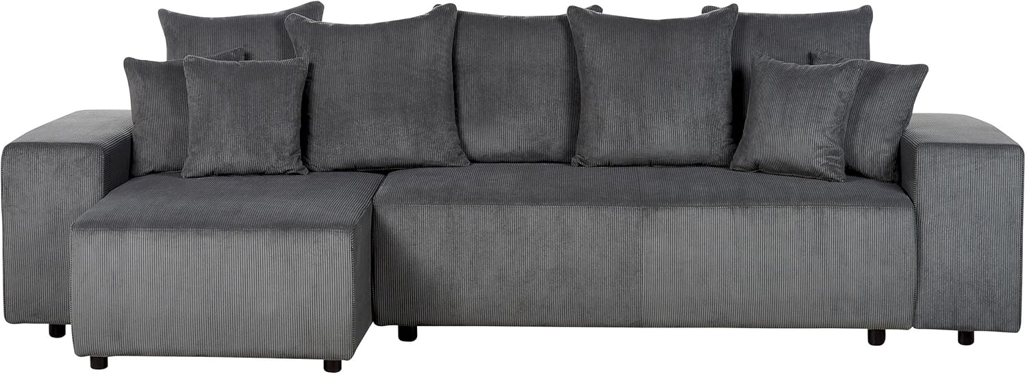 Ecksofa LUSPA Dunkelgrau Cord Rechtsseitig Bild 1