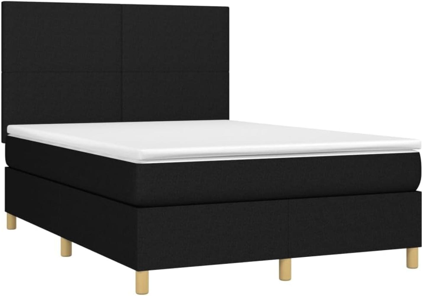 vidaXL Boxspringbett mit Matratze & LED Schwarz 140x190 cm Stoff 3135271 Bild 1