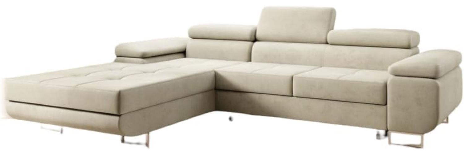 Designer Sofa Calvera mit Schlaf- und Klappfunktion (Samt) Sand Links Bild 1