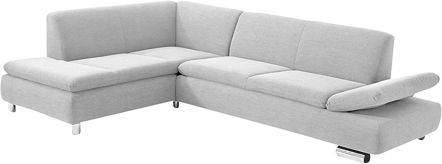 Terrence Ecksofa Strukturgewebe Silber Metallfüße verchromt Bild 1