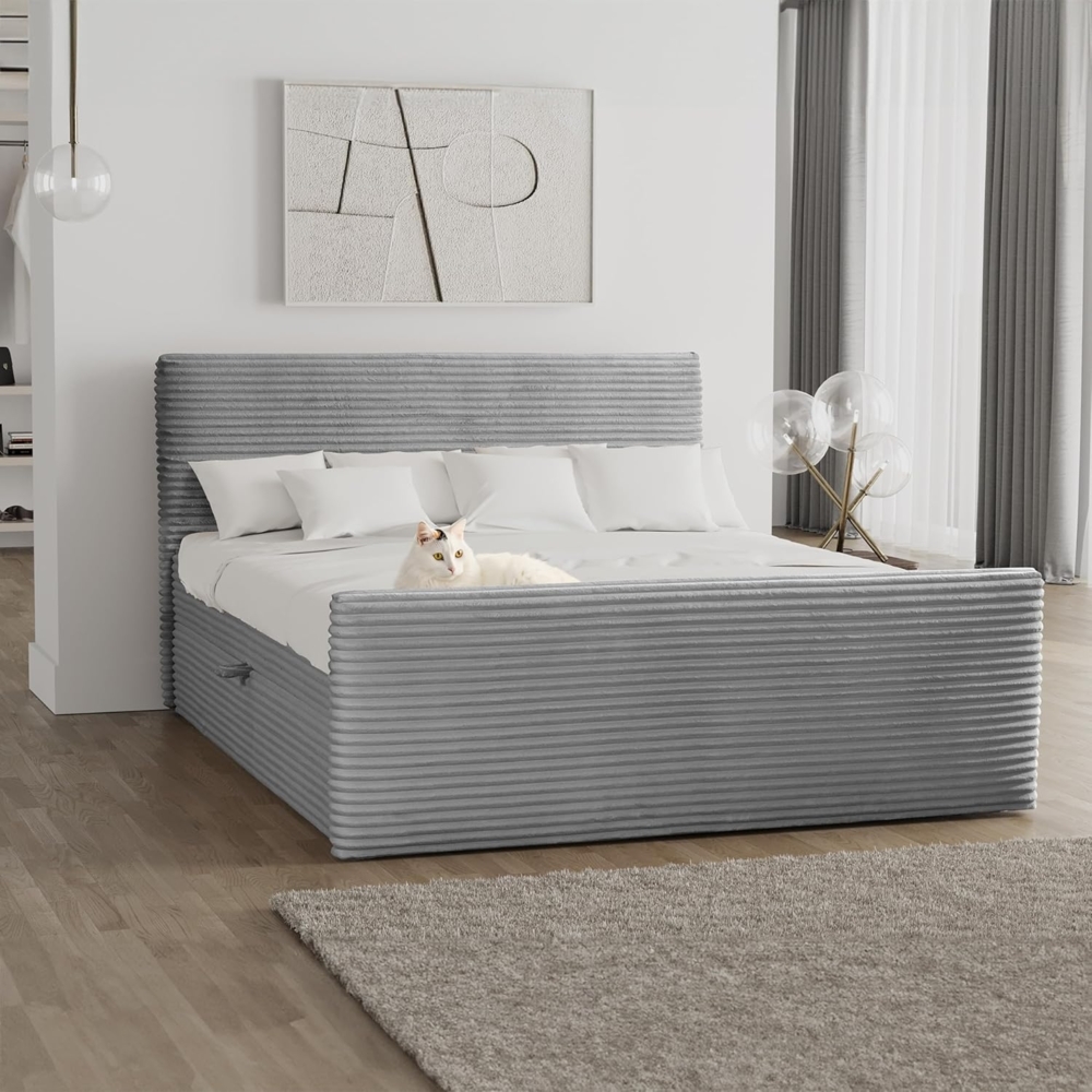 Kaiser Möbel Boxspringbett Trento mit Bettkasten, Topper und Bonellmatratze, VELO Stoff (Komplett-Set (Bettgestell, Matratze, Topper), mit Topper mit Bettkasten antibakterieller Bezug einfache Montage Bild 1