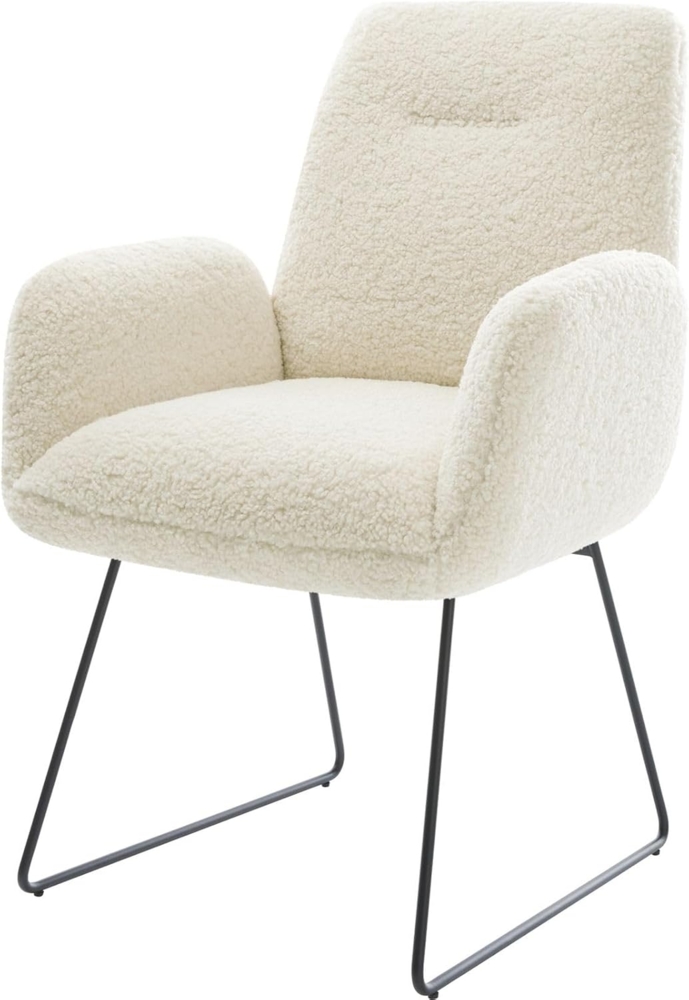 Esszimmerstuhl Zoa-Flex Teddystoff Beige Kufengestell Schwarz Taschenfederkern Bild 1