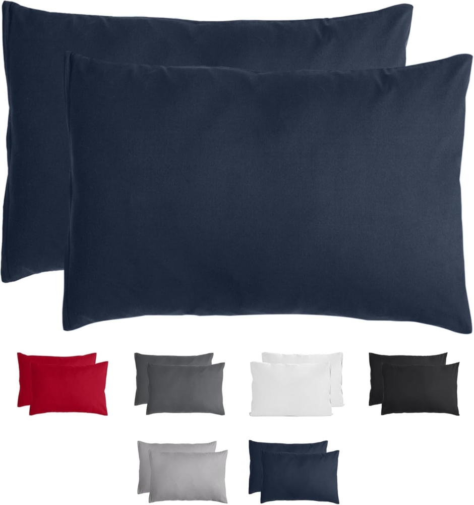 Komfortec Kissenbezug 50x70 2er Set - 100% Mikrofaser, Weich & Atmungsaktiv, mit Reißverschluss - Kopfkissenbezug - Waschbar & Pflegeleicht - Blau Bild 1