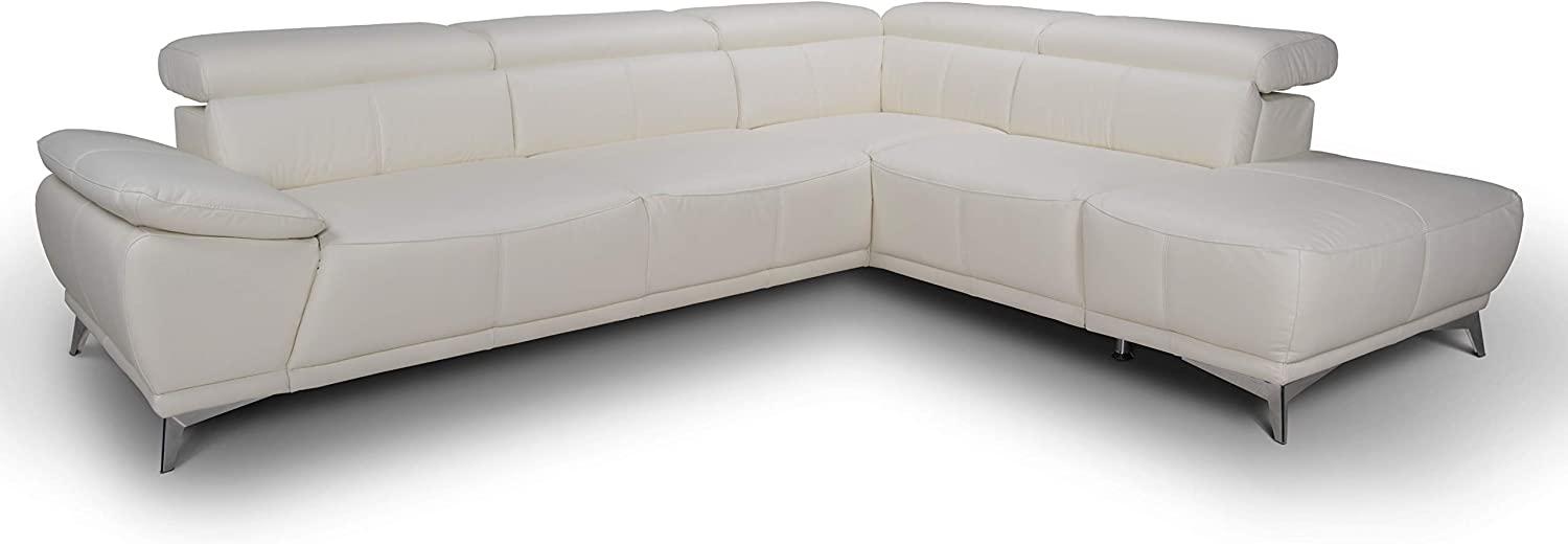 Mivano Ecksofa Felipe in Echtleder / Moderne Eckcouch mit verstellbaren Kopfstützen / 292 x 73 x 233 / Leder Weiß Bild 1