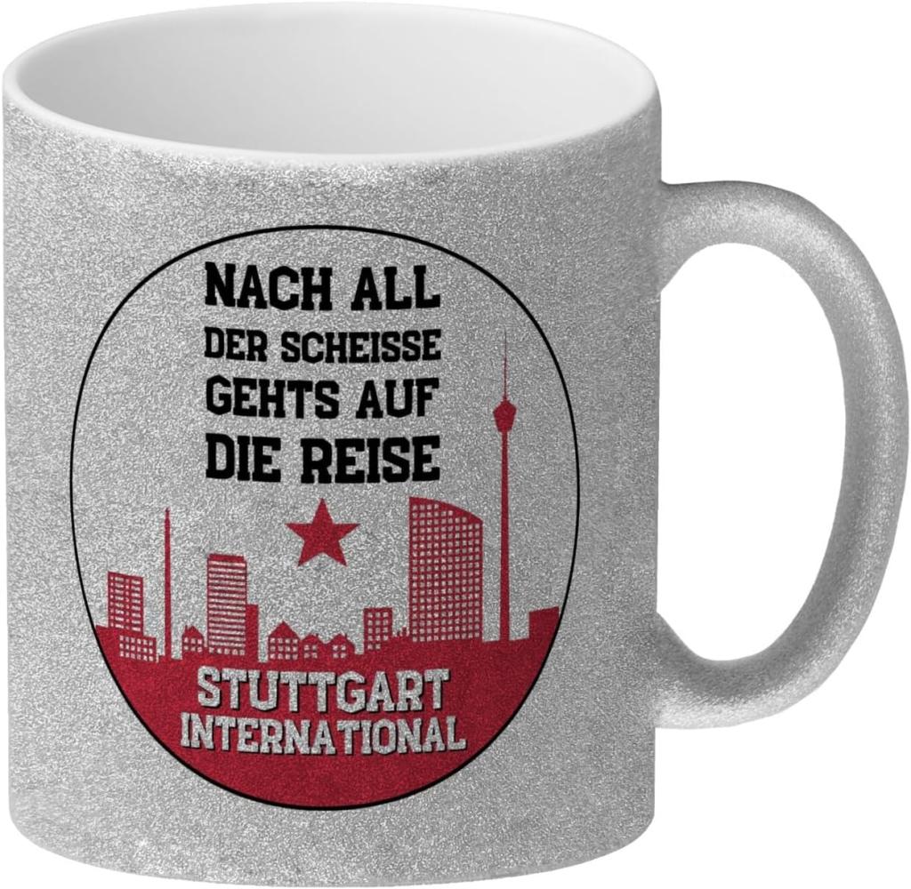 speecheese Tasse Stuttgart Europapokal Glitzer Kaffeebecher mit Spruch International Bild 1