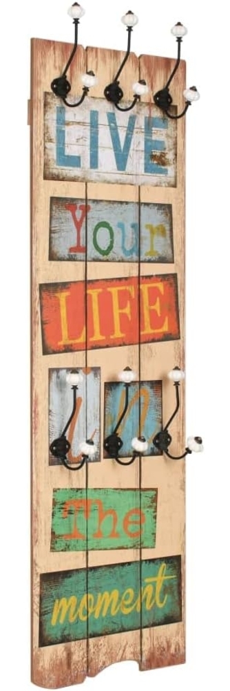 vidaXL Wandgarderobe mit 6 Haken 120 x 40 cm "LIVE LIFE" 245849 Bild 1