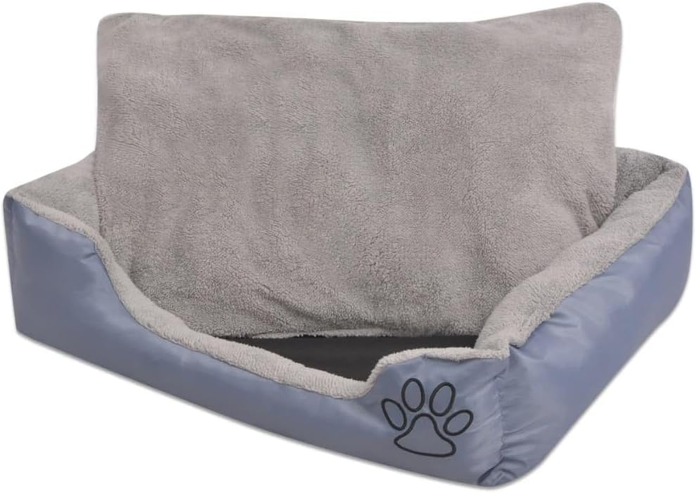 vidaXL Hundebett, mit gepolstertem Kissen, Polyester, Grau, M, 18 x 65 x 48 cm Bild 1