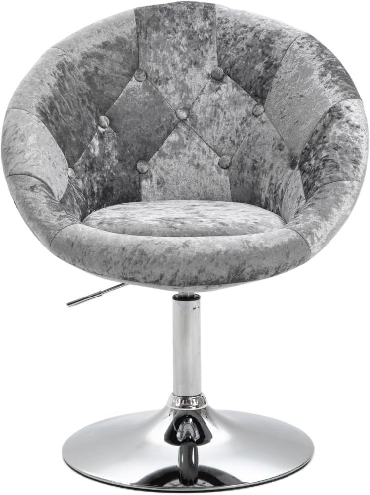 SVITA Havanna Premium Stuhl Lounge Clubsessel Drehsessel Samt-Optik glänzend Retro Silber Bar-Stuhl Schalenstuhl Bild 1