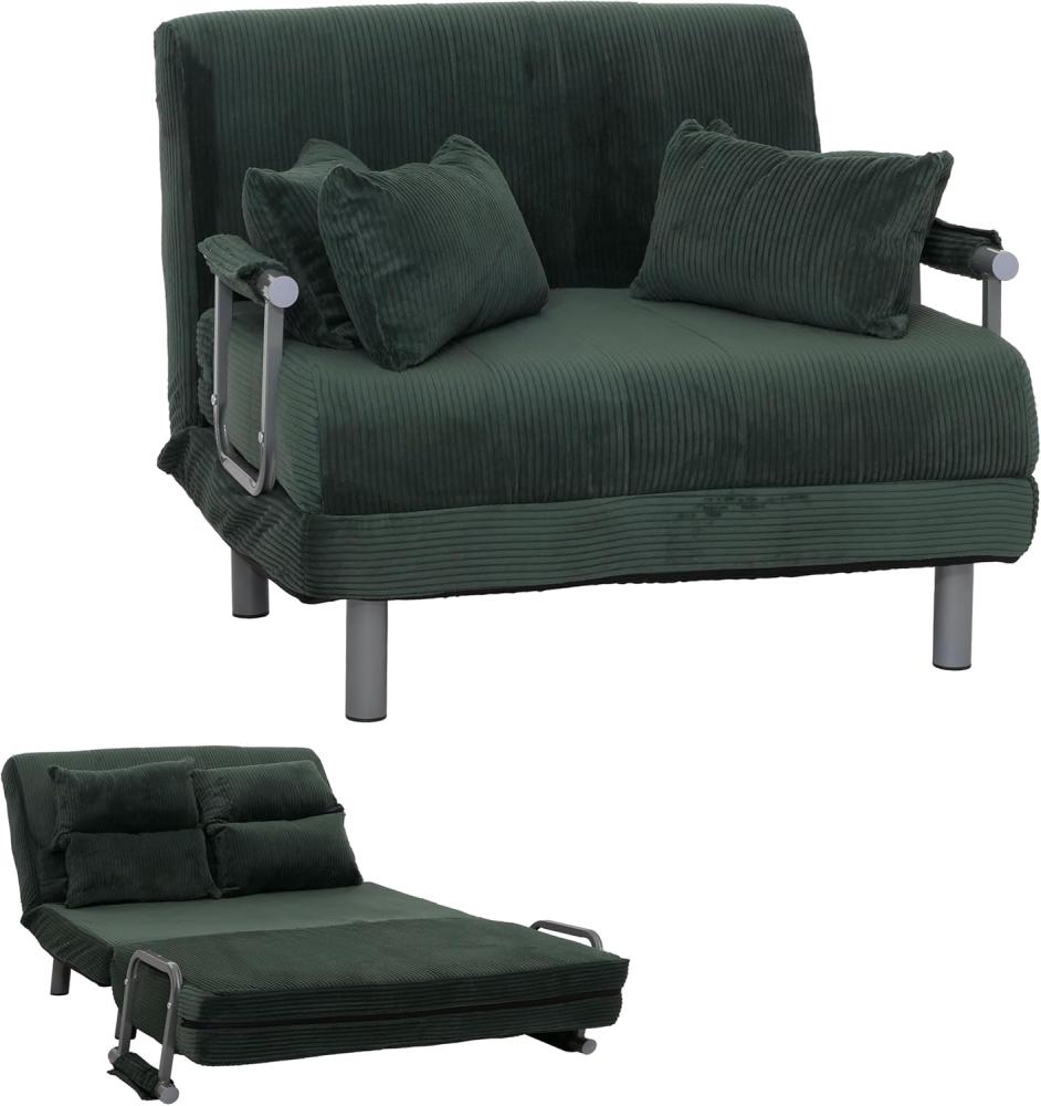 Mendler Schlafsessel HWC-K29, Klappsessel Schlafsofa Gästebett, Liegefläche 190x100cm, Stoff Cord (330g/m²) ~ grün Bild 1