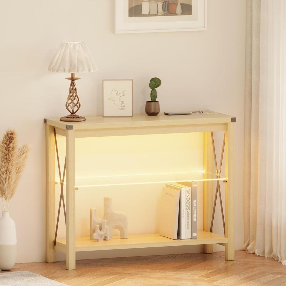 Lvifur Sideboard Wohnzimmer mit Smart Ladestation,Kommode Holz mit 3 Farbige LED Leuchten,Aufbewahrungsschrank Buffetschrank für Küche,Esszimmer,Ausstellungshalle Bild 1