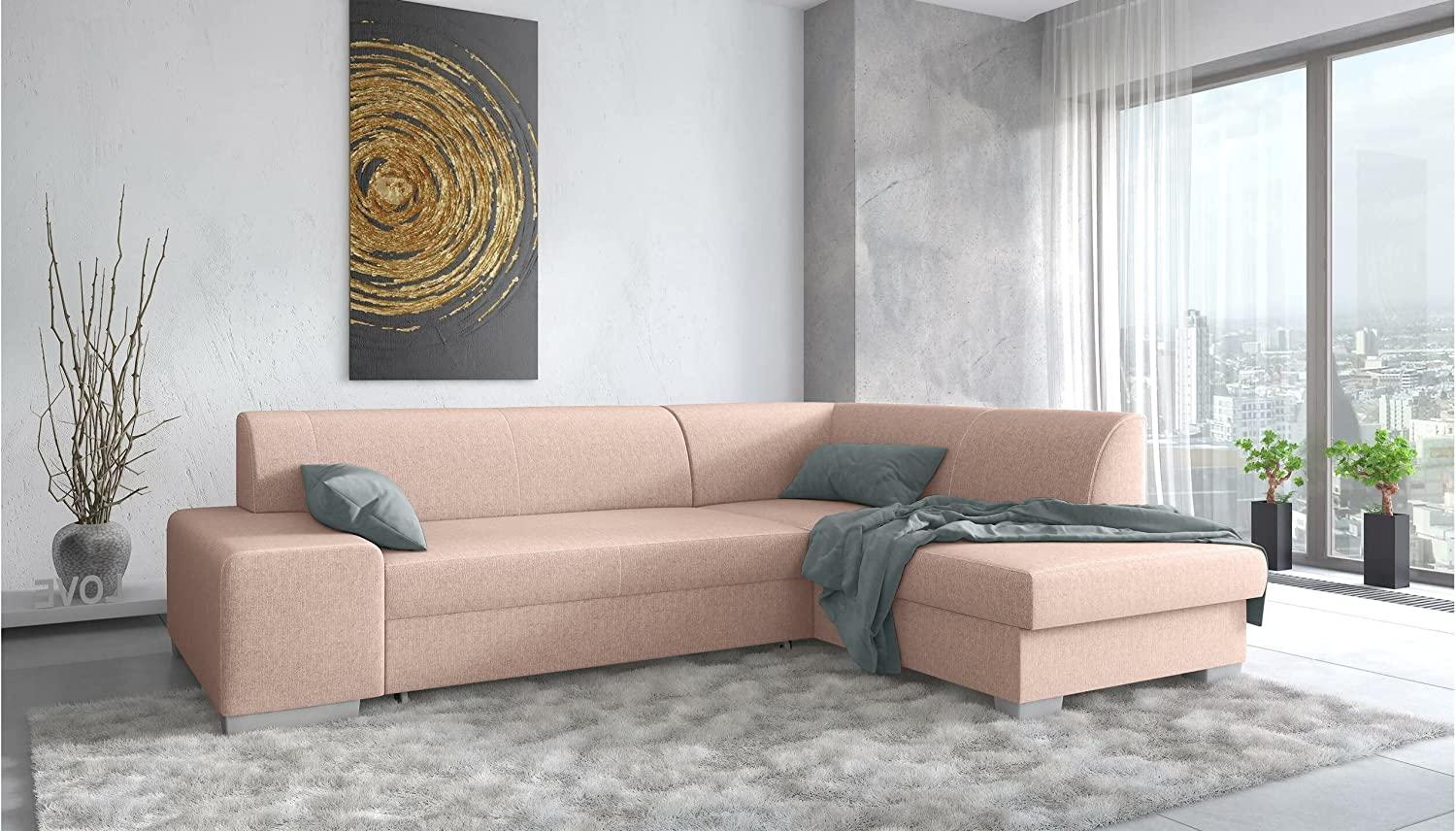 Stylefy Panaro Ecksofa Webstoff MALMO_NEW Rosa Rechts mit Bild 1