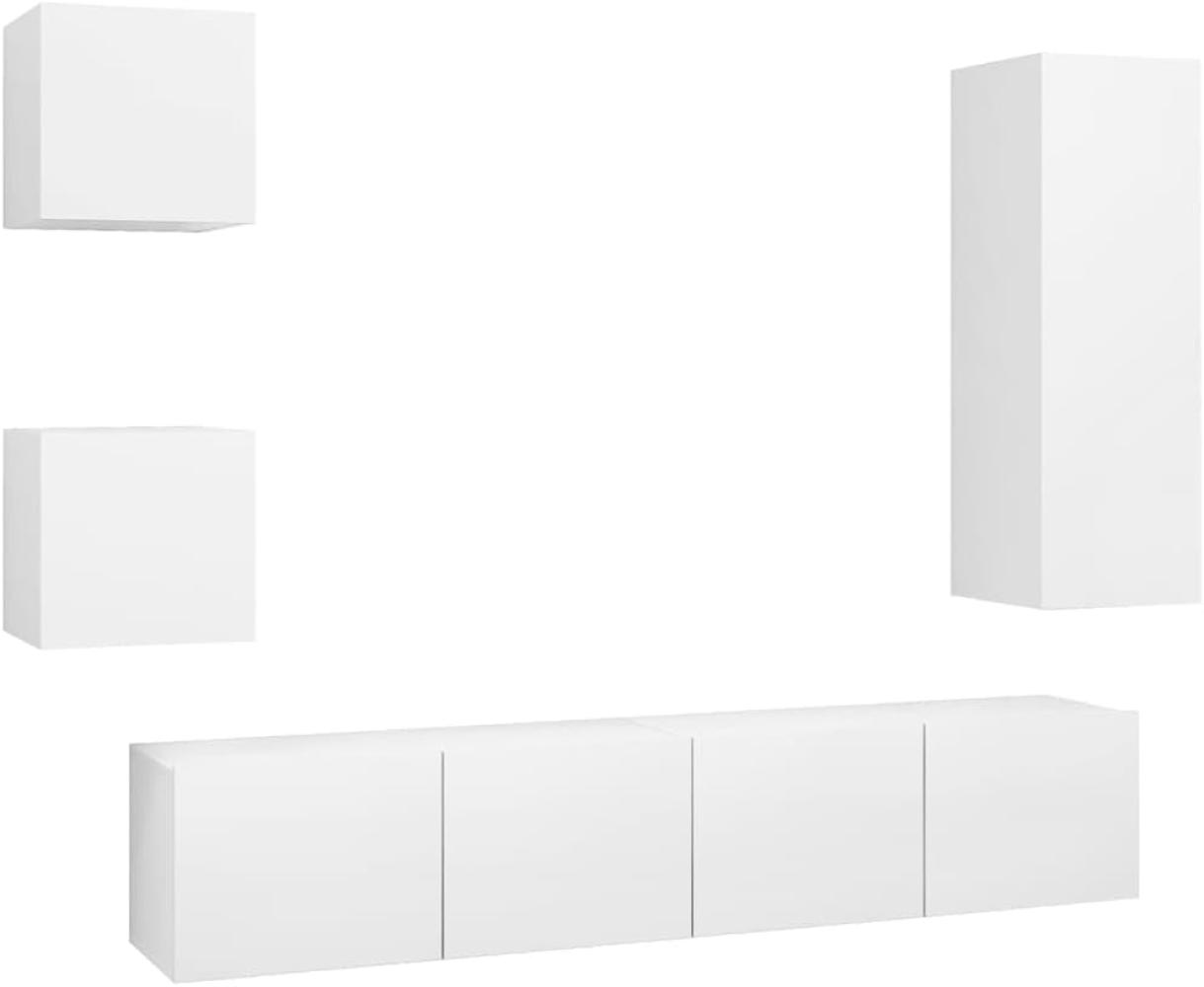 vidaXL 5-tlg. TV-Schrank-Set Weiß Spanplatte [3078696] Bild 1