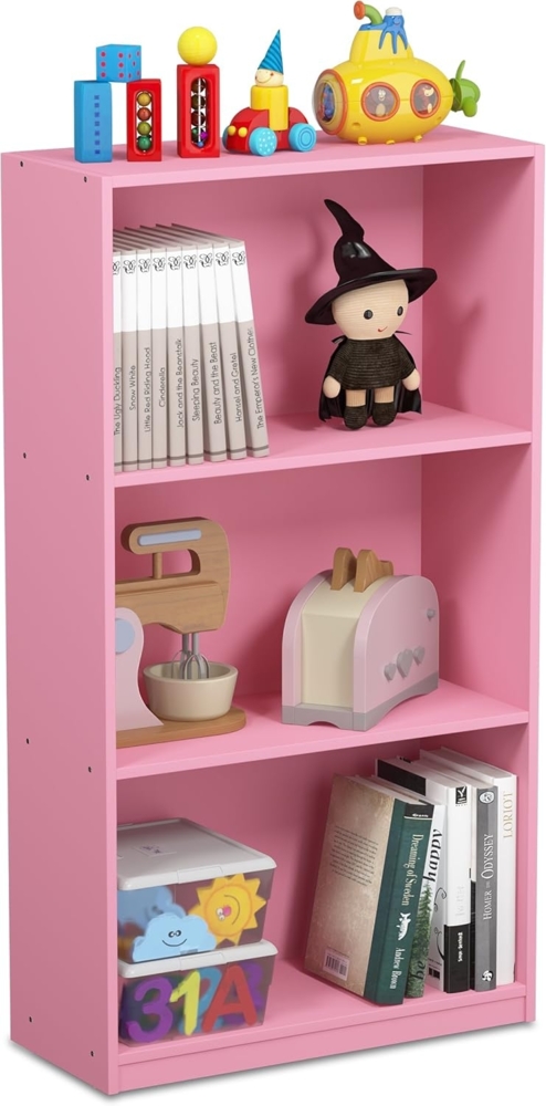 Furinno Basic Bücherregal mit 3 Fächern, Aufbewahrungsregal, holz, Rosa, 23. 5x55. 25x100. 33 cm Bild 1