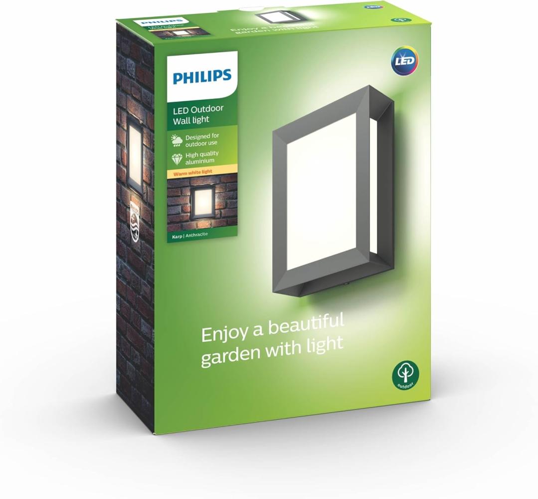 Philips Karp LED Außenwandleuchte anthrazit eckig 6W Bild 1