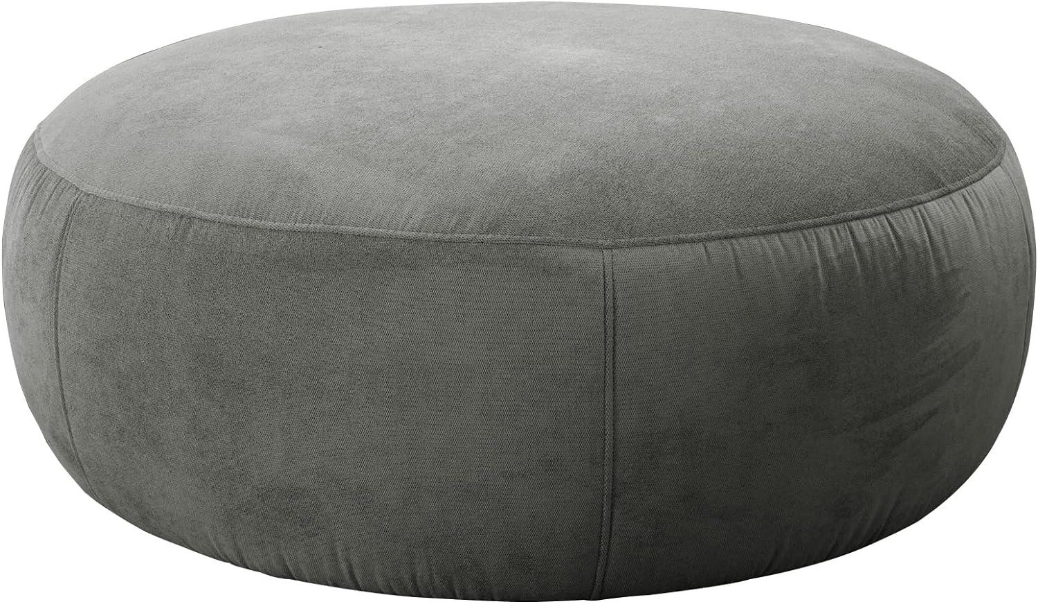 CAVADORE XXL-Hocker Cannes / Riesiger, moderner Rundhocker als Beistelltisch, Sitzgelegenheit oder Fußablage / 104 x 44 x 104 / Flachgewebe, Grau Bild 1