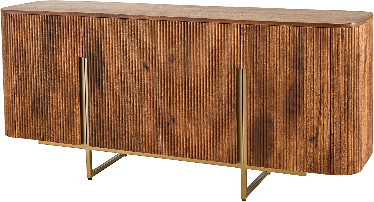 riess-ambiente Sideboard GATSBY 160cm braun / mattgold (Einzelartikel, 1 St), Wohnzimmer · Massivholz · Metall · Kommode · Retro Design Bild 1