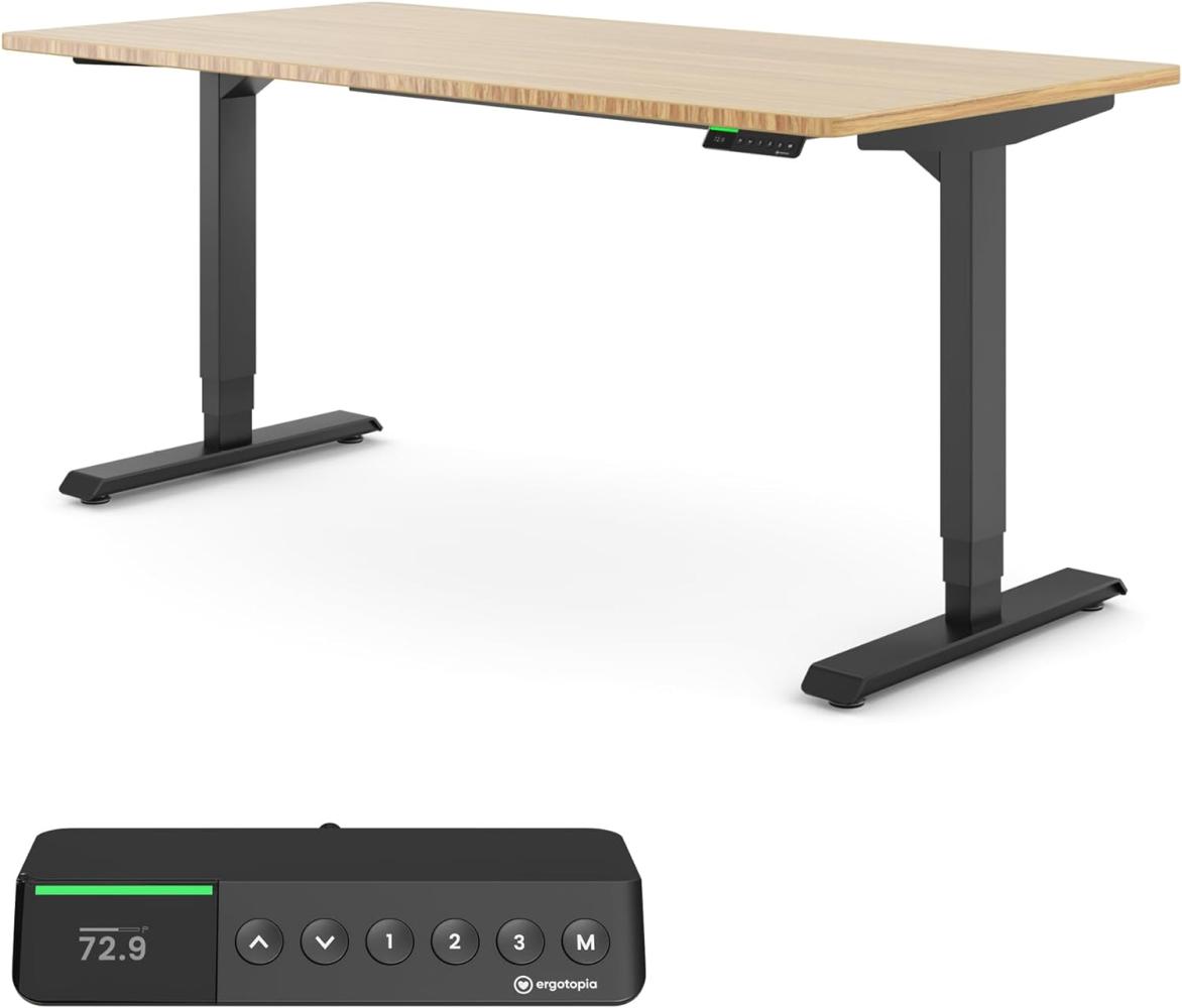 Desktopia Pro X - Elektrisch höhenverstellbarer Schreibtisch / Ergonomischer Tisch mit Memory-Funktion, Bambus Echtholz, Gestell Schwarz, 180x80 cm Bild 1