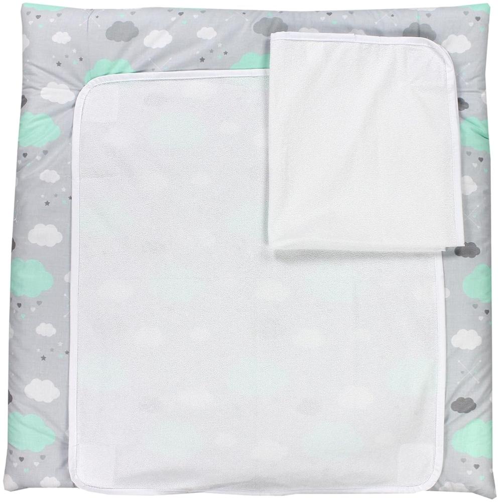 TupTam Baby Wickelauflage inkl. 2 Frotteebezüge ANK019, Farbe: Wolken Mint, Größe: 70x50 cm Bild 1