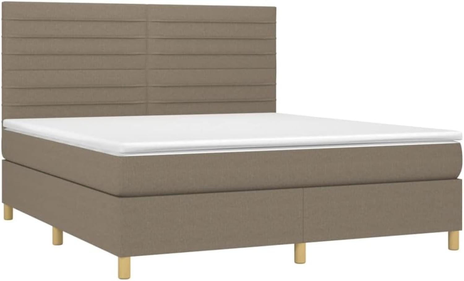 vidaXL Polsterbett mit Matratze Taupe 160x200 cm Stoff Bild 1