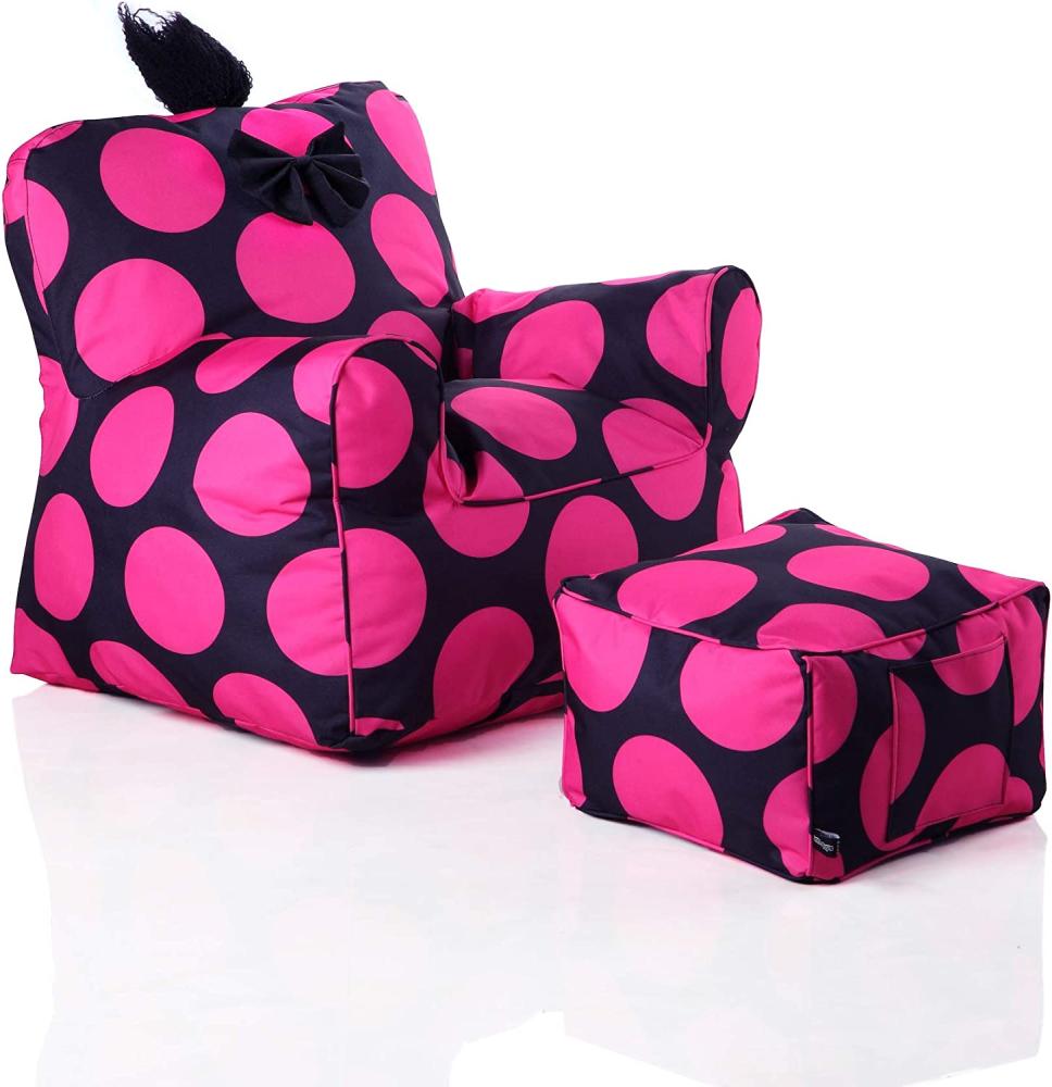 Happy Home Kindersessel inkl. Hocker 'Punkte' schwarz/pink Bild 1