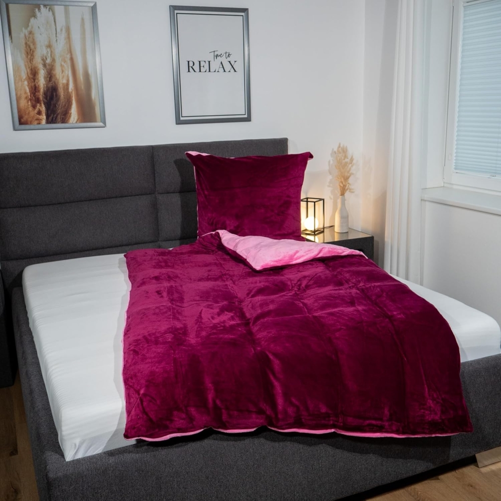 KiNZLER Bettwäsche Cashmere Touch, Microfaser, 2 teilig, Wendebettwäsche, beere-rosa Bild 1