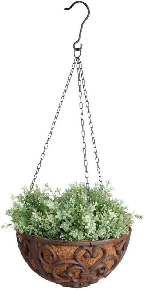 Rustikale Blumenschale Pflanzschale zum Aufhängen Gusseisen mit Kette Ø30cm Bild 1