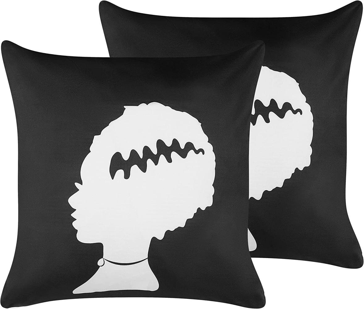 Kissen 2er Set Abstraktes Muster MANDEVILLA Samtstoff 45 x 45 cm Schwarz Bild 1