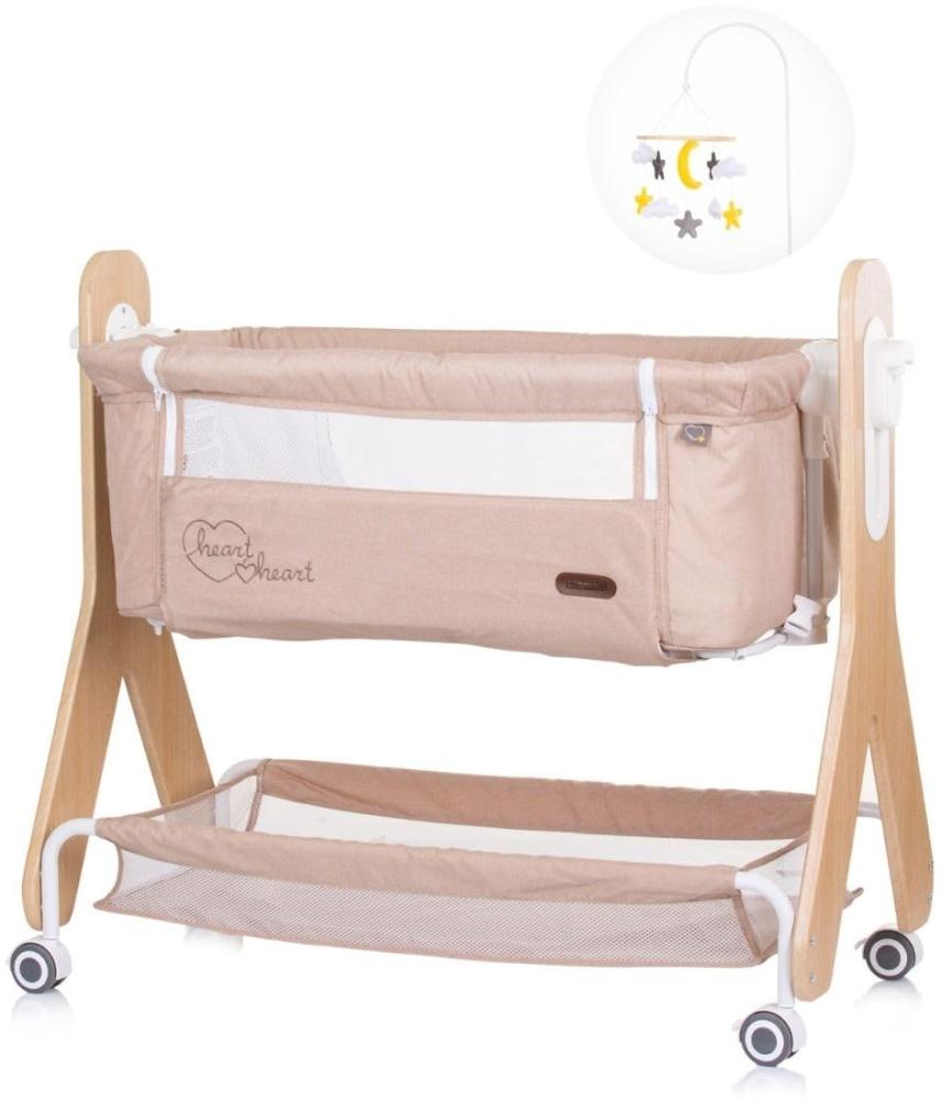 Chipolino Babybett Heart 2 Heart, Beistellbett, Rollen, Matratze, Wiegefunktion beige Bild 1