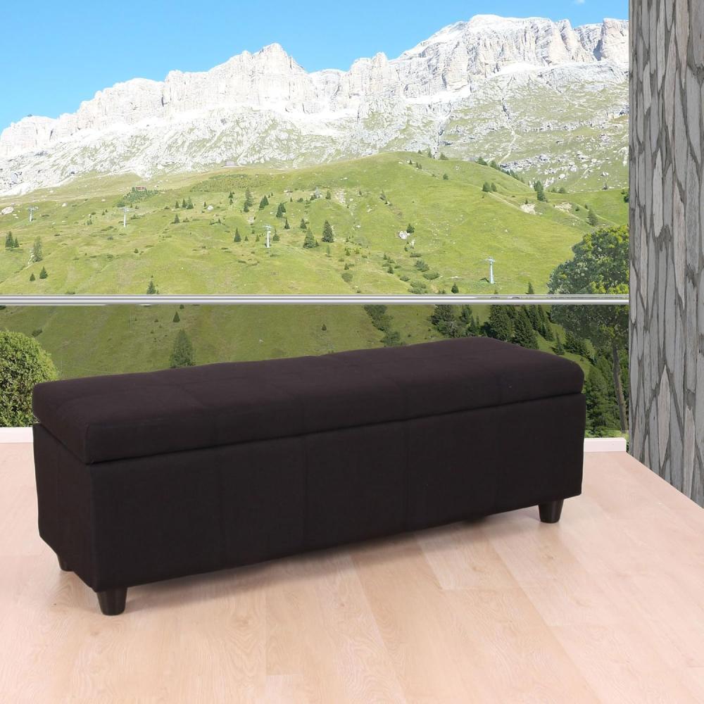 Aufbewahrungs-Truhe Kriens, Sitzbank Bank, Stoff/Textil, 45x114x45cm ~ schwarz Bild 1