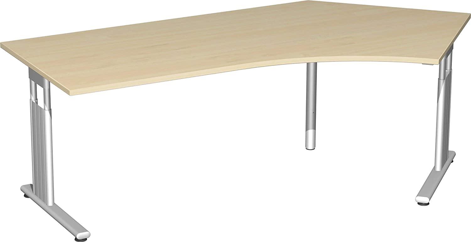 'Lissabon' Winkelschreibtisch mit 135 Grad, Ahorn/ Silber, 216,6 x 113,1 x 68 cm-82 cm Bild 1