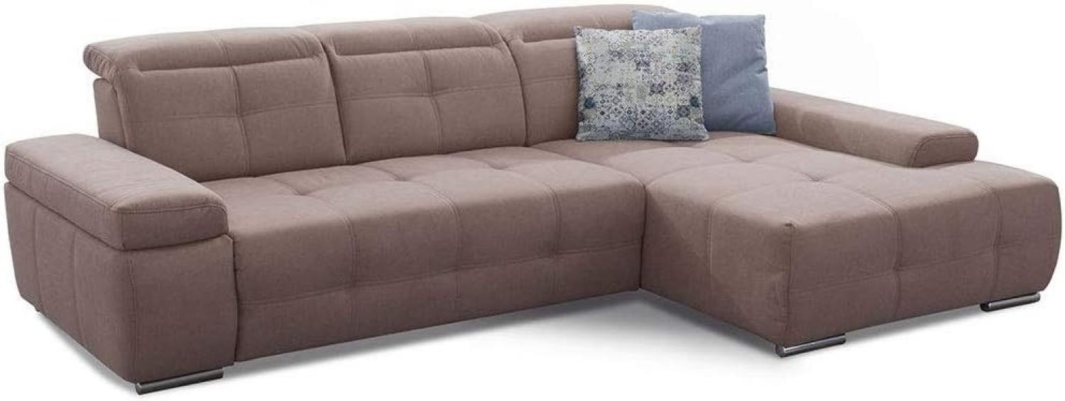 Cavadore Schlafsofa Mistrel mit XL-Longchair, Ecksofa mit leichter Fleckentfernung dank Soft Clean, geeignet für Haushalte mit Kindern, Haustieren, 273 x 77 x 173, hellbraun Bild 1