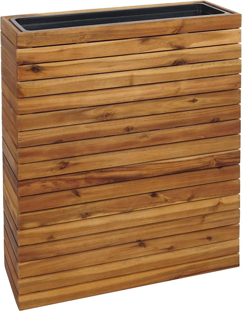 Pflanzkasten HWC-L21, Hochbeet Pflanzkübel Blumentopf, eckig 77x63x23cm Outdoor Akazie Holz FSC®-zertifiziert, braun Bild 1