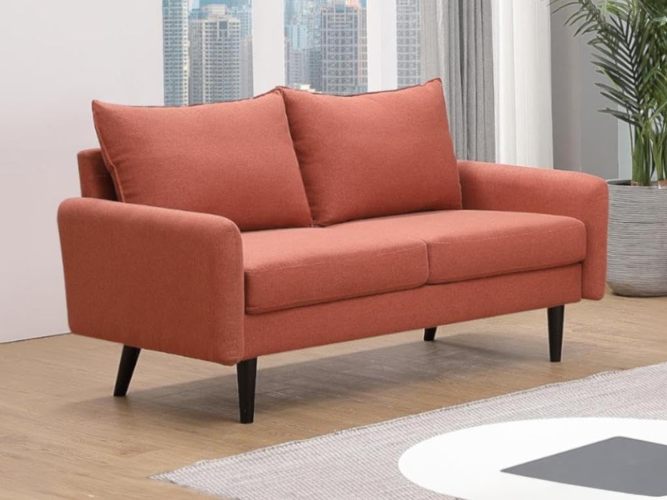 Vente-unique - Sofa 2-Sitzer - Stoff - Terracotta - HALIA Bild 1