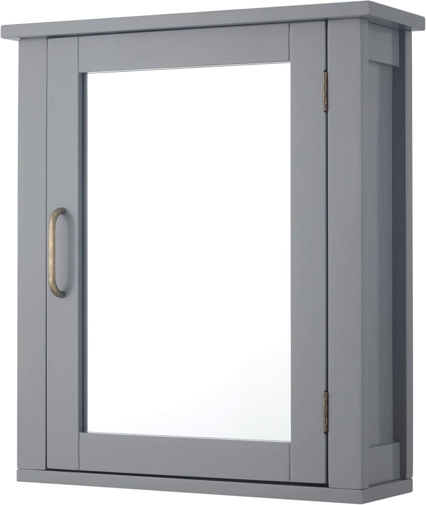 Teamson Home Badezimmermöbel aus Holz an der Wand verspiegelter Medizinschrank mit verstellbarem Regal Grau EHF-F0021 Bild 1