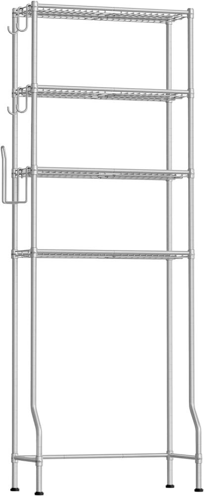 Songmics 4-stöckiges Toilettenregal mit verstellbaren Ablagen und Toilettenpapierhalter, Metall taubengrau, 30 x 63 x 176 cm Bild 1