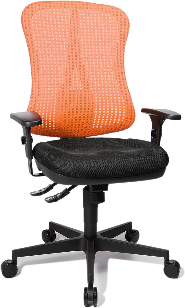 Topstar HE20PBC01 Head Point SY "P4", ergonomischer Bürostuhl, Schreibtischstuhl, Muldensitz, inkl. Armlehnen, Netzrücken, Stoffbezug schwarz / rot Bild 1