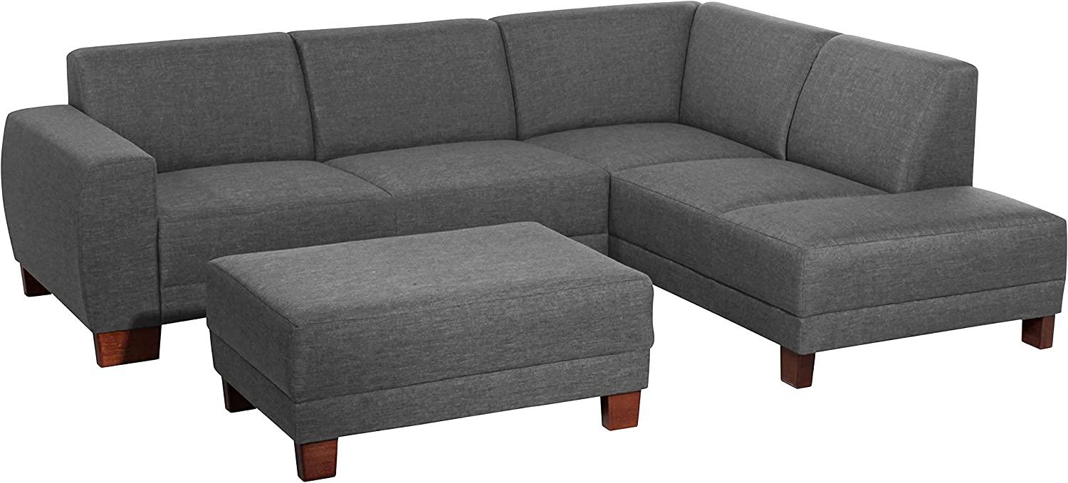 Blackpool Ecksofa Flachgewebe Leinenoptik Anthrazit Buche Nussbaumfarben Bild 1