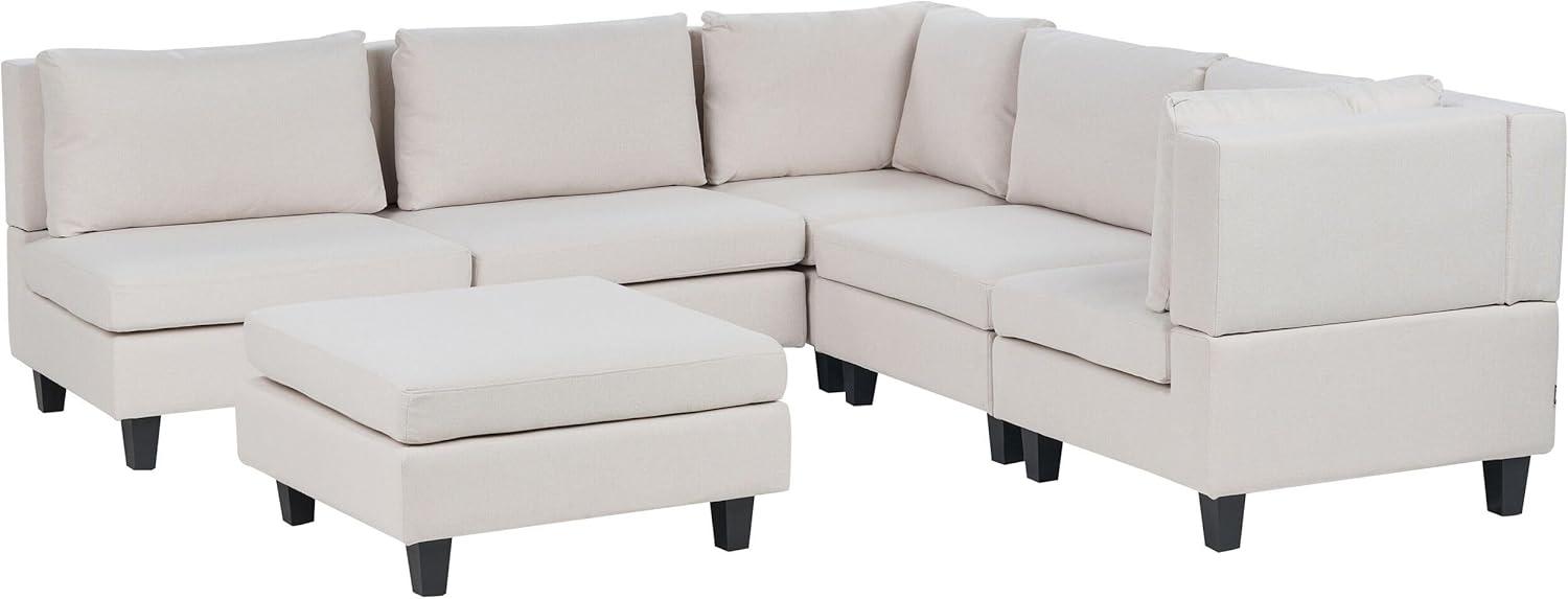 Beliani 'Unstad' Sofa, Beige, Stoff, 72 x 228 x 228 cm, mit Ottomane, Links Bild 1