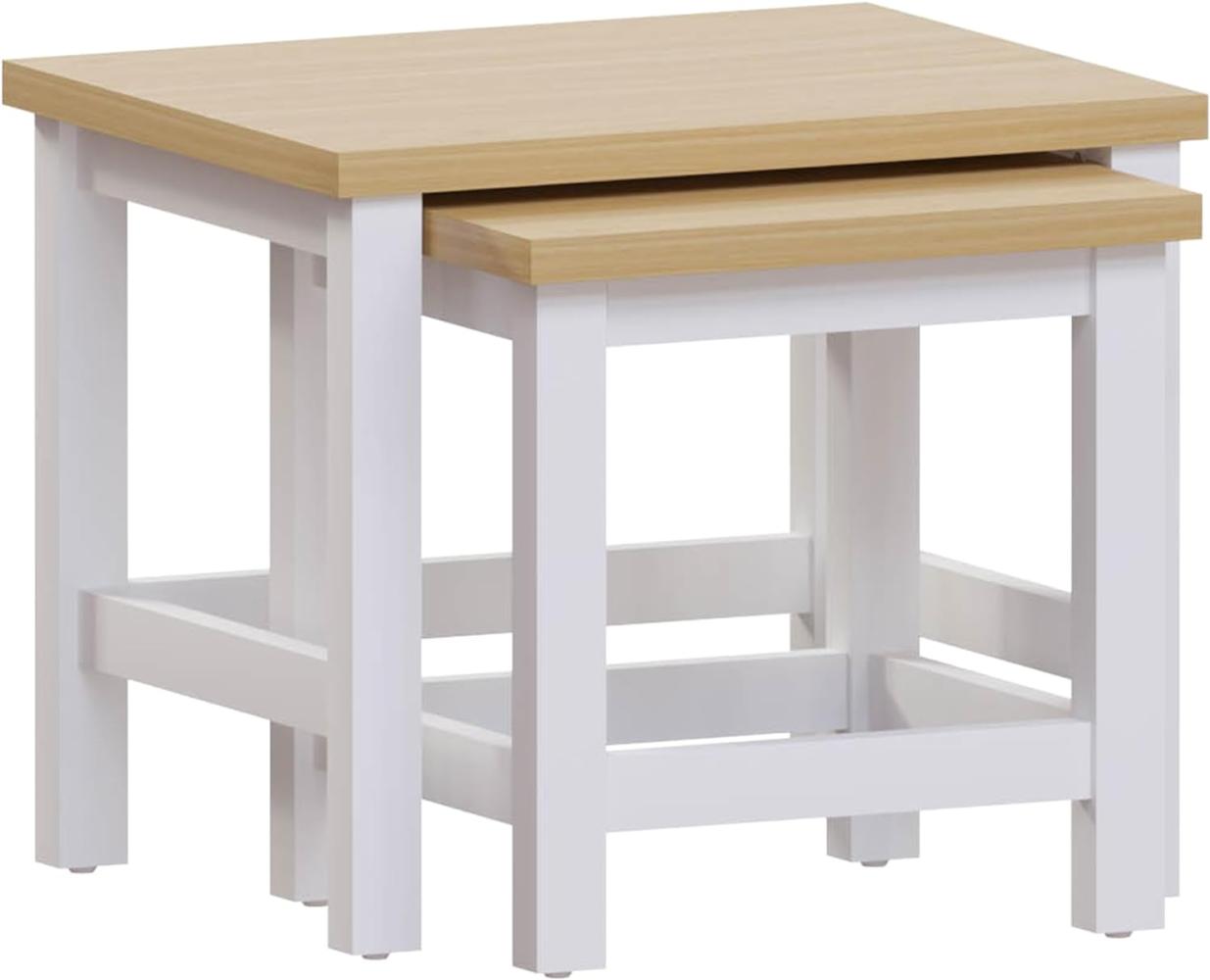 Vida Designs Arlington Beistelltisch-Set, Holzwerkstoff, weiß, H 41 x W 50 x D 40 cm Bild 1