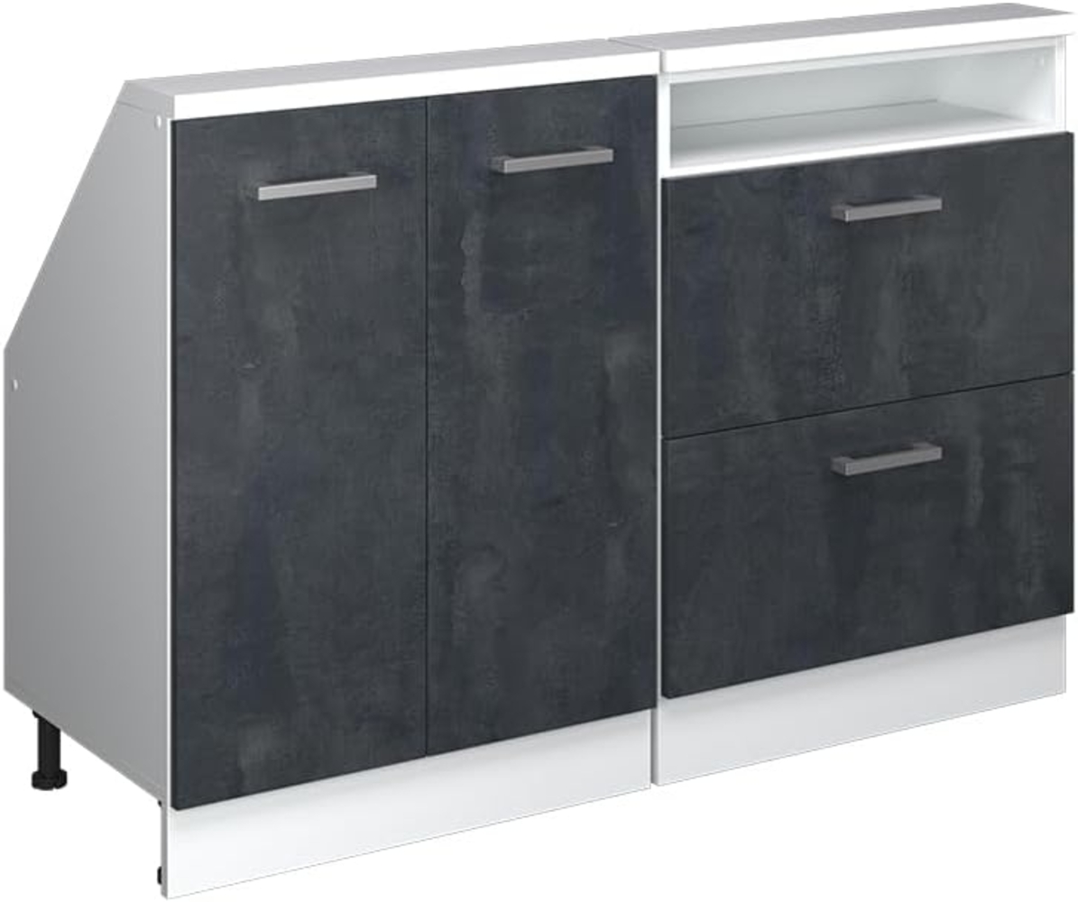 Dachschrägenschrank-Set Rion Schwarz Beton/Weiß 2er Set Vicco Bild 1