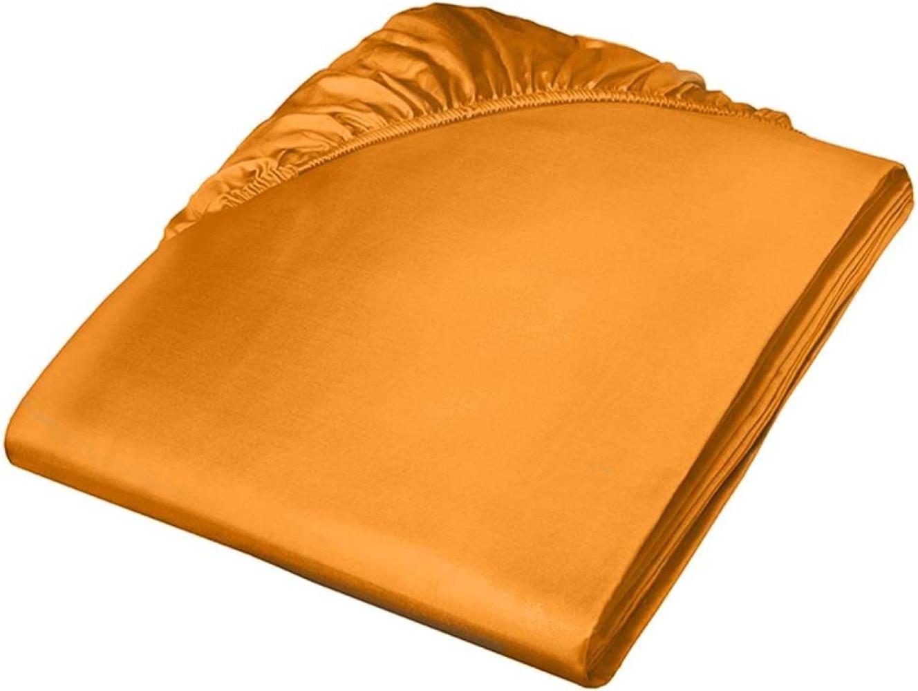 Fleuresse Mako-Satin-Spannlaken colours Farbe gold 2046 100x200 Bild 1