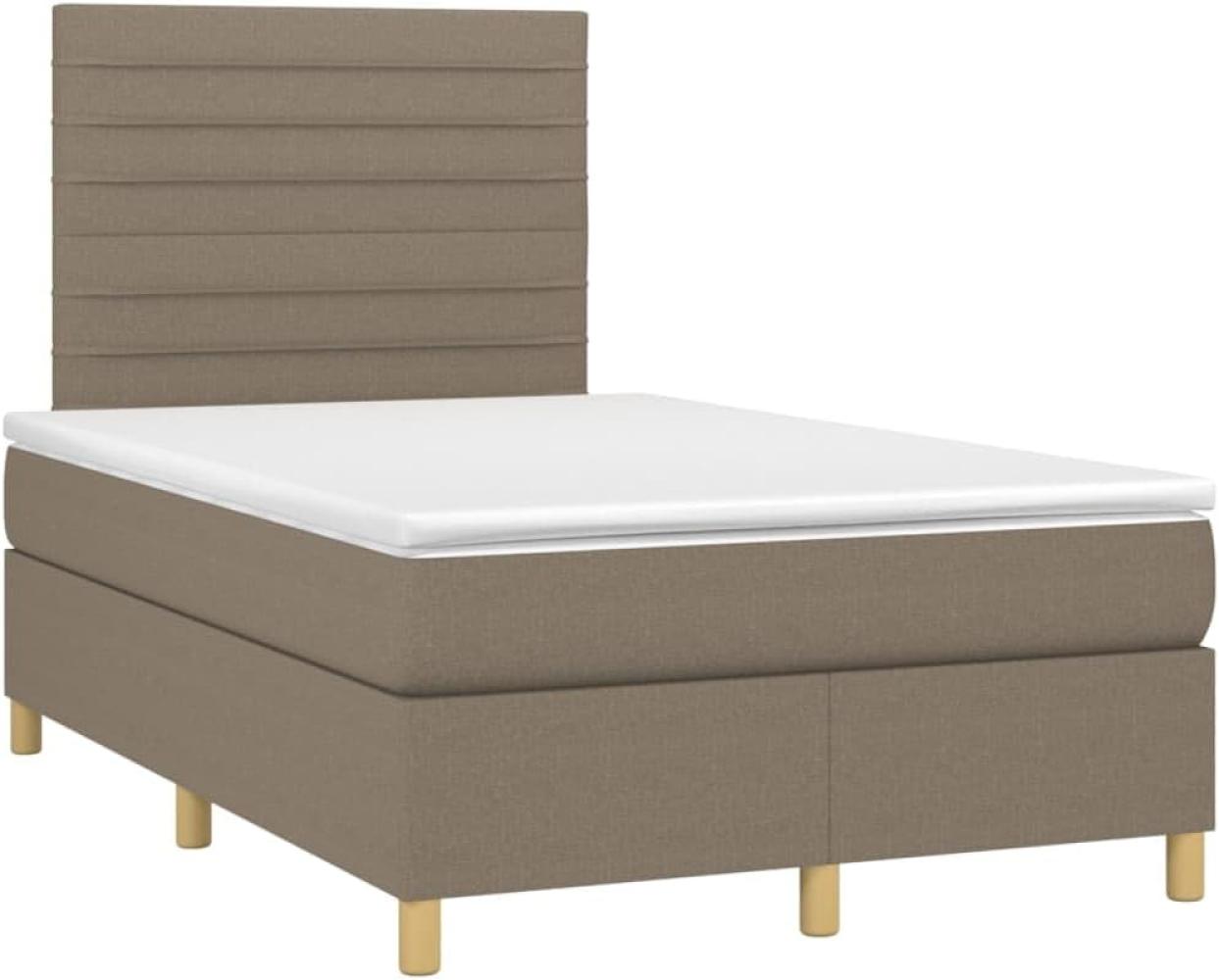 vidaXL Boxspringbett mit Matratze Taupe 120x200 cm Stoff, Härtegrad: H2 [3142405] Bild 1