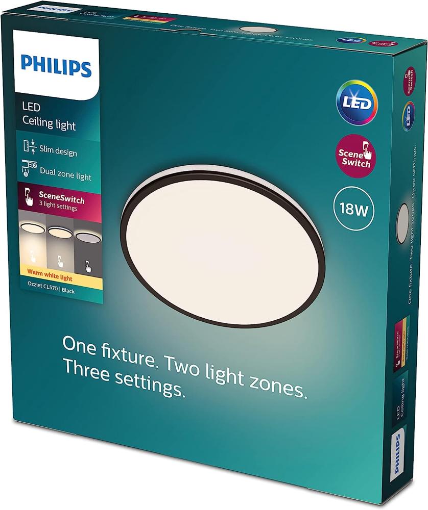 Philips Funktional Deckenleuchte LED Nicht austauschbare(s) Leuchtmittel 2700 K 1800 lm IP20 Schwarz Bild 1